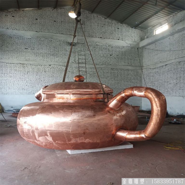 紫銅天壺噴泉 流水壺景觀(guān) 懸空茶壺 (12)