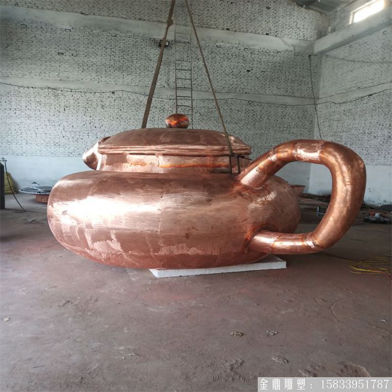 紫銅天壺噴泉 流水壺景觀(guān) 懸空茶壺 (11)