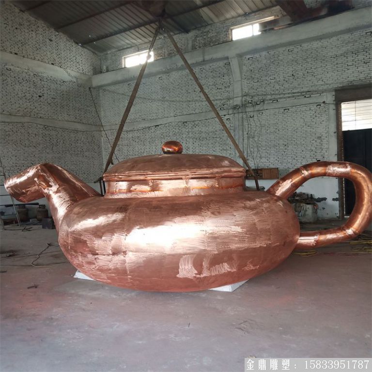 紫銅天壺噴泉 流水壺景觀(guān) 懸空茶壺 (13)