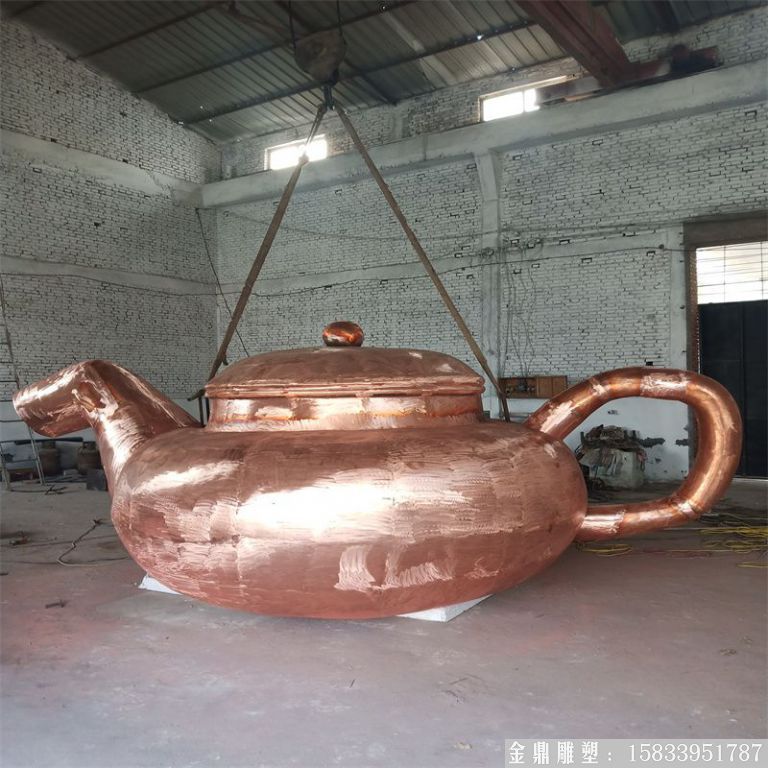 紫銅天壺噴泉 流水壺景觀(guān) 懸空茶壺 (14)